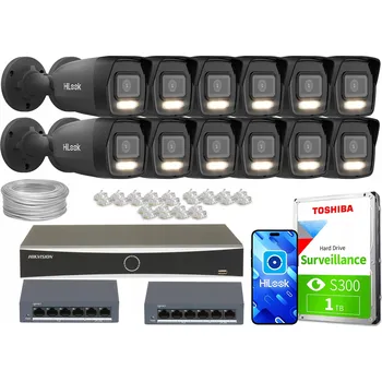 IP kamera Sada pro monitoring Hikvision DS-7616NXI-K1 + IPCAM-B4-30DL + UTP kabel kat.5e