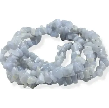 Materiál na výrobu šperku Chalcedon modrý, vrtané zlomky – 20 cm návleku