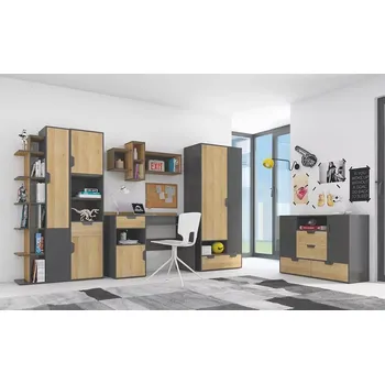 Dětské zboží Dětský pokoj Nano A - Grafit + Dub Riviera