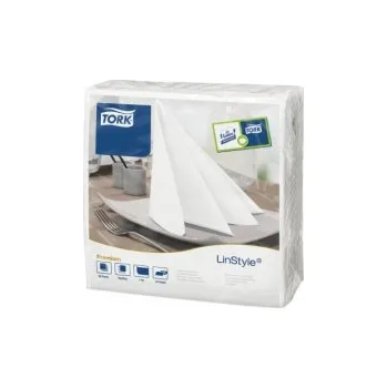 Papírový ubrousek Ubrousky Tork Linstyle - večeře, BÍLÉ, 39 x 39 cm
