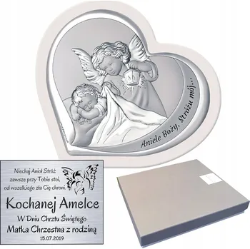 Obraz STŘÍBRNÝ OBRÁZEK ANDÍLEK DÁREK KE KŘTINÁM SVATÉHO