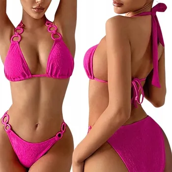 Dámské plavky Dvoudílné plavky bikini zeštíhlující růžové vázané dámské L