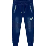 CHLAPECKÉ RIFLOVÉ tepláky modré Kugo CK0927 (Chlapecké kalhoty ze slabé elastické rifloviny)