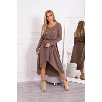 Dámské šaty Šaty s ozdobným páskem a nápisem mocca UNI