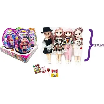 Panenka Plastové vajíčko ULTRA MEGA XXXL 4v1 50 g SUPER BIG LITTLE QUEEN - s velkou panenkou (veliké cca 25 cm / cukrovinky a hračka / lízátko, žvýkačka, PANENKA, bonbónky / babydoll)