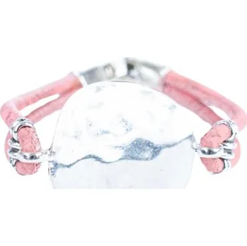 Kabelka Korkový náramek - Růžový s kovovým prvkem