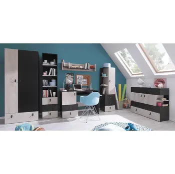 Dětské zboží Dětský nábytek Planet E - Černá + Dub + Béžová