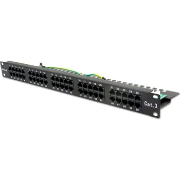 Patch panel XtendLan Patch panel 19", 50 portů, Cat3, 1U PP19-50C3U