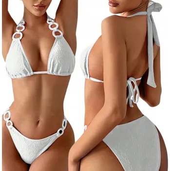 Dámské plavky Dvoudílné plavky bikini zeštíhlující bílé vázané dámské S