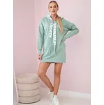 Mikinové šaty s kapucí nebo dlouhá mikina 0042 tmavá máta, VELIKOST UNI ( S, M , L )