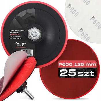 Brusný kotouč 25x BRUSNÉ KOTOUČE 125 mm P600 Brusný Papír Suchý Zip LEŠTICÍ TALÍŘ DISK M14