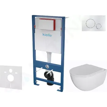 Klozet kielle Set předstěnové instalace, klozetu Oudee, sedátka softclose a tlačítka Gemini II, lesklý chrom 30505SS75