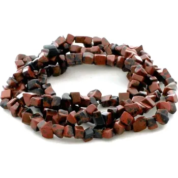 Materiál na výrobu šperku Obsidián mahagonový, vrtané zlomky –- 20 cm návleku