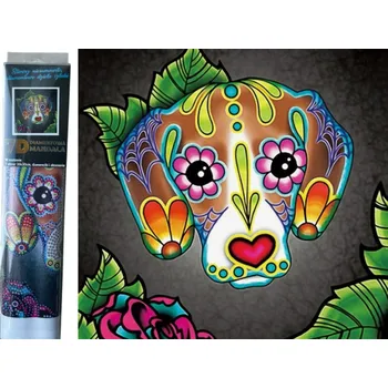 Diamantové malování Diamantový obrázek 7D - Květinový pes - 30 x 30 cm - 1006554