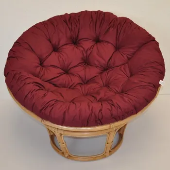 Papasan Ratanový PAPASAN 115 cm medový polstr vínový kepr