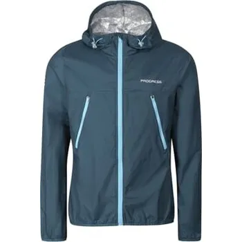 Pánská softshellová bunda PROGRESS GLIDER MAN – pánská celorozepínací bunda s kapucí, lehká a prodyšná větrovka s reflexními prvky tm.petrol M