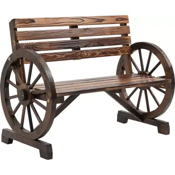 Zahradní lavice Zahradní lavička styl retro kolo Outsunny 105,5 x 56 x 79cm | hnědá, Barvy a parametry 1