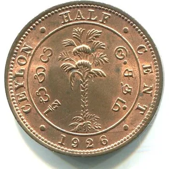 CEYLON. 1/2 cent 1926.