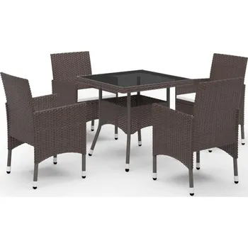 Zahradní sestava vidaXL 5dílný zahradní jídelní set polyratan a tvrzené sklo hnědý