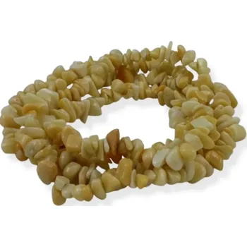 Materiál na výrobu šperku Aventurín žlutý, vrtané zlomky – 20 cm návleku