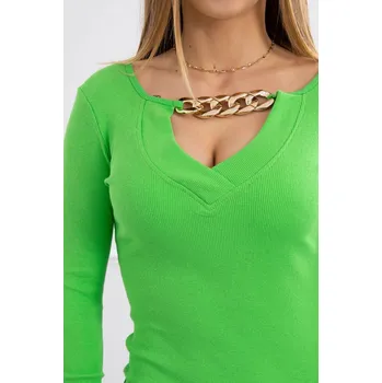 Dámské šaty Šaty se zlatým řetízkem zelené neonové UNI