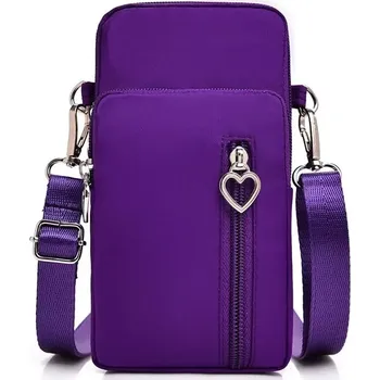 Dámská taštička do města RO72F (Dámská prostorná taštička na mobilní telefon o velikosti 16,5 x 8 cm, doklady, klíče, barva fialová)