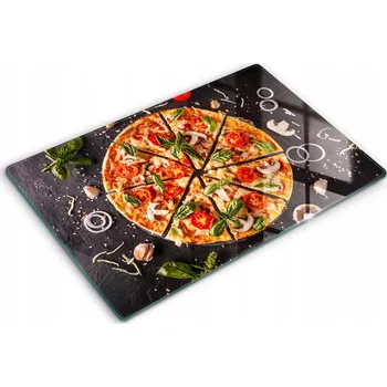 Obraz Dekorativní skleněná kuchyňská krytka do kuchyně Pizza s žampiony 80x52