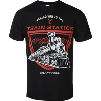 Pánské tričko tričko pánské Yellowstone - Taking You To The Train Station - HYBRIS - PM-1-YSTN015-H86-3-BK