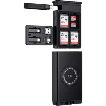 Úložný box JJC Hliníkový multifunkční úložný box na karty s čtečkou a adaptéry