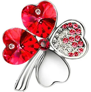 Brož Gaira® Brož Stříbrný Čtyřlístek 313001, Barva červená