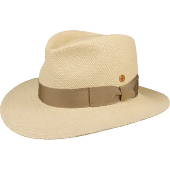 Klobouk Luxusní panamský klobouk Fedora s béžovou stuhou - Mayser Colmar - UV faktor 80 Velikost: 61 cm (XL)