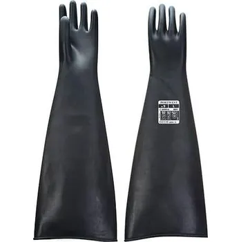 Pracovní rukavice PORTWEST Rukavice Heavyweight Latex Rubber Gauntlet A803, chemicky odolné, délka 600 mm POR-A803BKRL L Černá