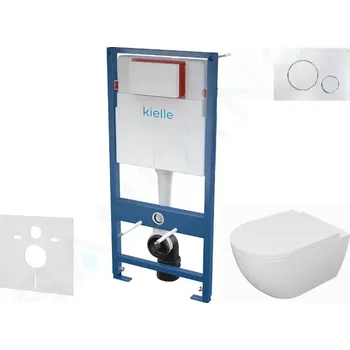 Klozet kielle Set předstěnové instalace, klozetu Oudee, sedátka softclose a tlačítka Gemini II, lesklý chrom 30505SS68