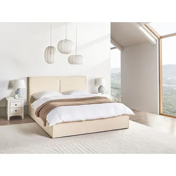 Postel Postel béžová 160 x 200 cm buklé čalounění s úložným roštem moderní moderní styl ložnice Beliani