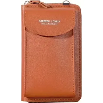 Kabelka Kabelka na mobil včetně peněženky (Dámská kabelka na telefon přes rameno včetně peněženky 18,5 x 11 x 4 cm, hnědá)