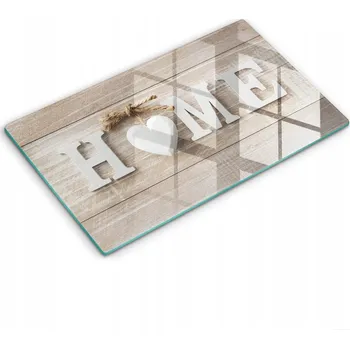 Kuchyňské prkénko Kuchyňská skleněná deska na krájení s grafikou 52x30 cm - Prkénko a nápis Home