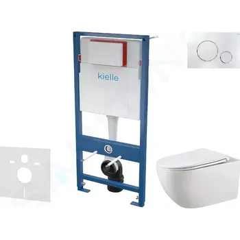 Klozet kielle Set předstěnové instalace, klozetu Gaia, sedátka softclose a tlačítka Gemini II, lesklý chrom 30505SS54