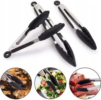 Kuchyňské kleště 27 cm Nerezová Ocel Silikonové na gril, saláty, maso M