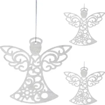Vánoční ozdoba Vánoční andělíčci RO707 (3 kusy vánočních třpytivých andělíčků na stromek )