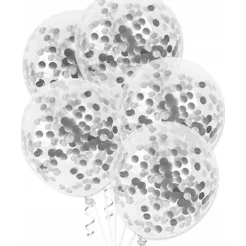 Balónek Průhledné balónky se stříbrným konfety 30cm 5ks