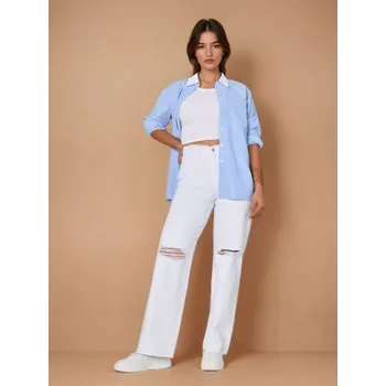 Dámské džíny Sinsay - Džíny s širokými nohavicemi a vysokým pasem - bílá - ZB629-00J - ZB629-00J-40