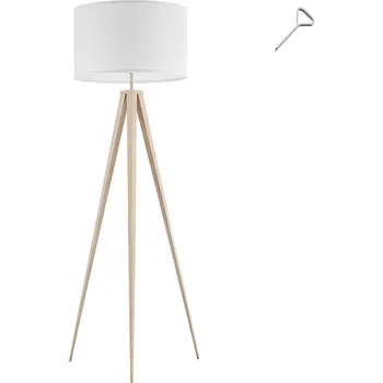 Žárovka TecTake Stojací lampa Lunaris, textilní stínidlo, trojnožka, hnědá