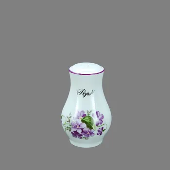 Cukřenka Český porcelán, Dubí Sypátko PEPŘ fialky s fialovou linkou - 7,5 cm