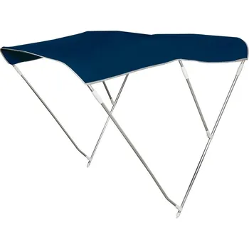 Markýza Bimini modrá sluneční stříška se 3 vzpěrami, délka 180 cm, výška 140 cm Šířka: 175 - 195 cm