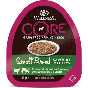 Krmivo pro psa Wellness CORE Small Breed Savoury Medleys Flavoured with Braised Lamb, Venison, White Sweet Potatoes & Carrots 85g