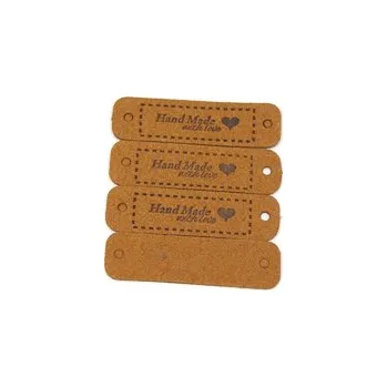 cedulka HANDMADE WITHLOVE - ovál - 1,5x5,5 cm - rezavě hnědá