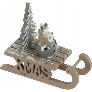 Vánoční dekorace Figurka sáňky sob vánoční stromek 9 cm les ve sklenici