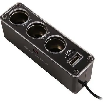 Nabíječka CL 12/24V, 3x CL, 1x USB 2.1A BENG