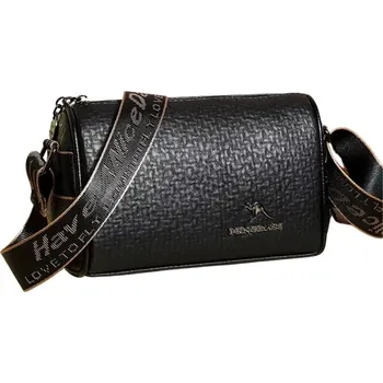 Kabelka Crossbody kabelka DK135 (Černá kožená crossbody kabelka - nastavitelný široký pásek)