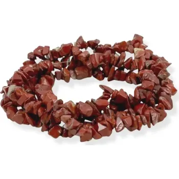 Materiál na výrobu šperku Jaspis červený, vrtané zlomky – 20 cm návleku